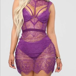 Purple lace dress with bottoms